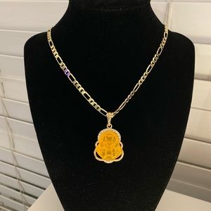 Gold Plated Yellow Buddha Pendant & Necklace